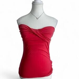 Pink Strapless Top With Rouched Chest Detail Includes Padding Size Small